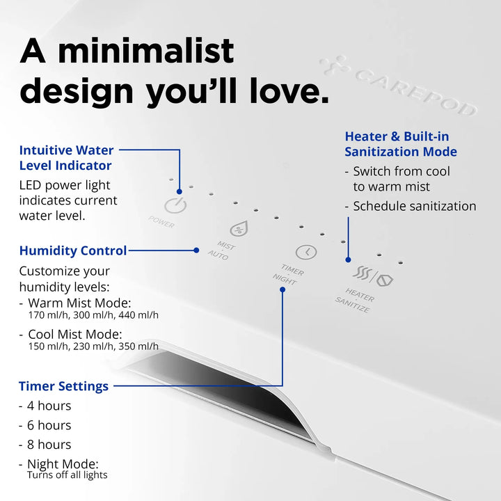 Carepod Cube Plus X50V - Sanitizing Warm + Cool Mist Stainless Steel H