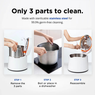 Carepod One Stainless Steel Humidifier cleaning instructions in 3 steps
