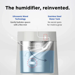 Carepod One Stainless Steel Humidifier CA with ultrasonic wand technology and stainless steel water tank